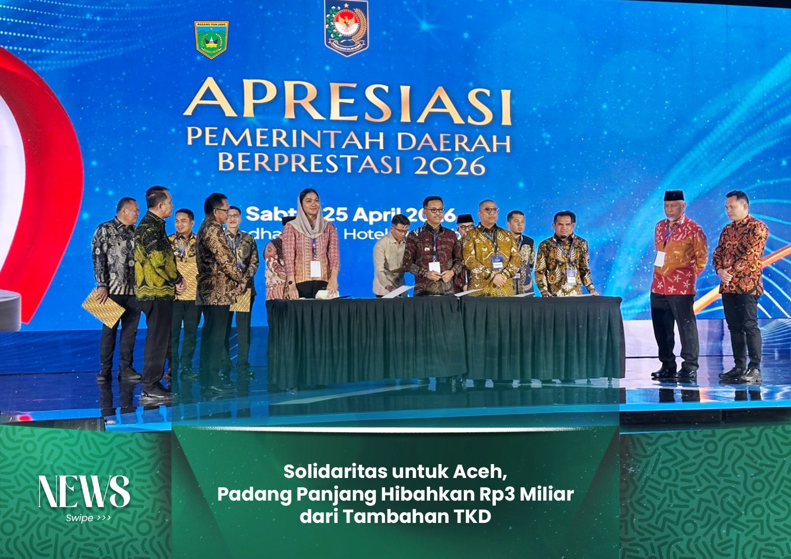 Solidaritas untuk Aceh, Padang Panjang Hibahkan Rp3 Miliar dari Tambahan TKD
