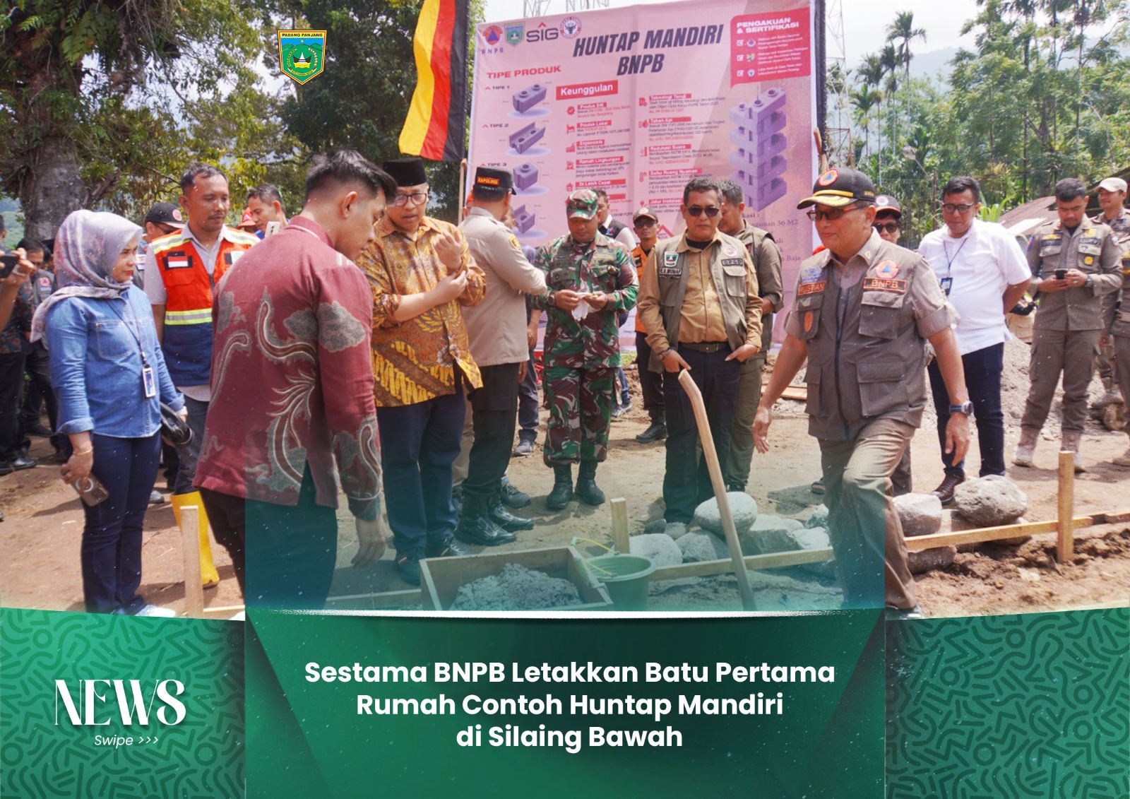 Sestama BNPB Letakkan Batu Pertama Rumah Contoh Huntap Mandiri di Silaing Bawah