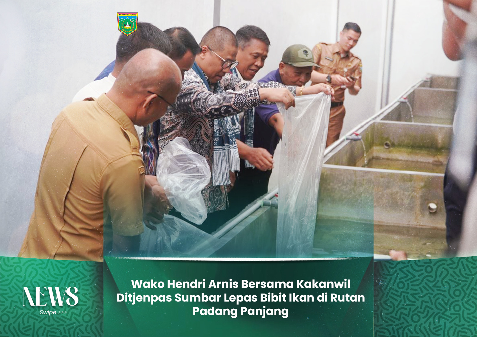 Wako Hendri Arnis Bersama Kakanwil Ditjenpas Sumbar Lepas Bibit Ikan di Rutan Padang Panjang