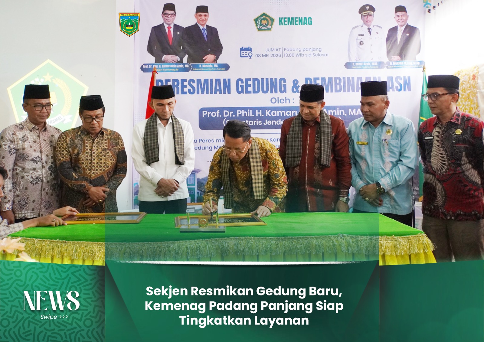 Sekjen Resmikan Gedung Baru, Kemenag Padang Panjang Siap Tingkatkan Layanan