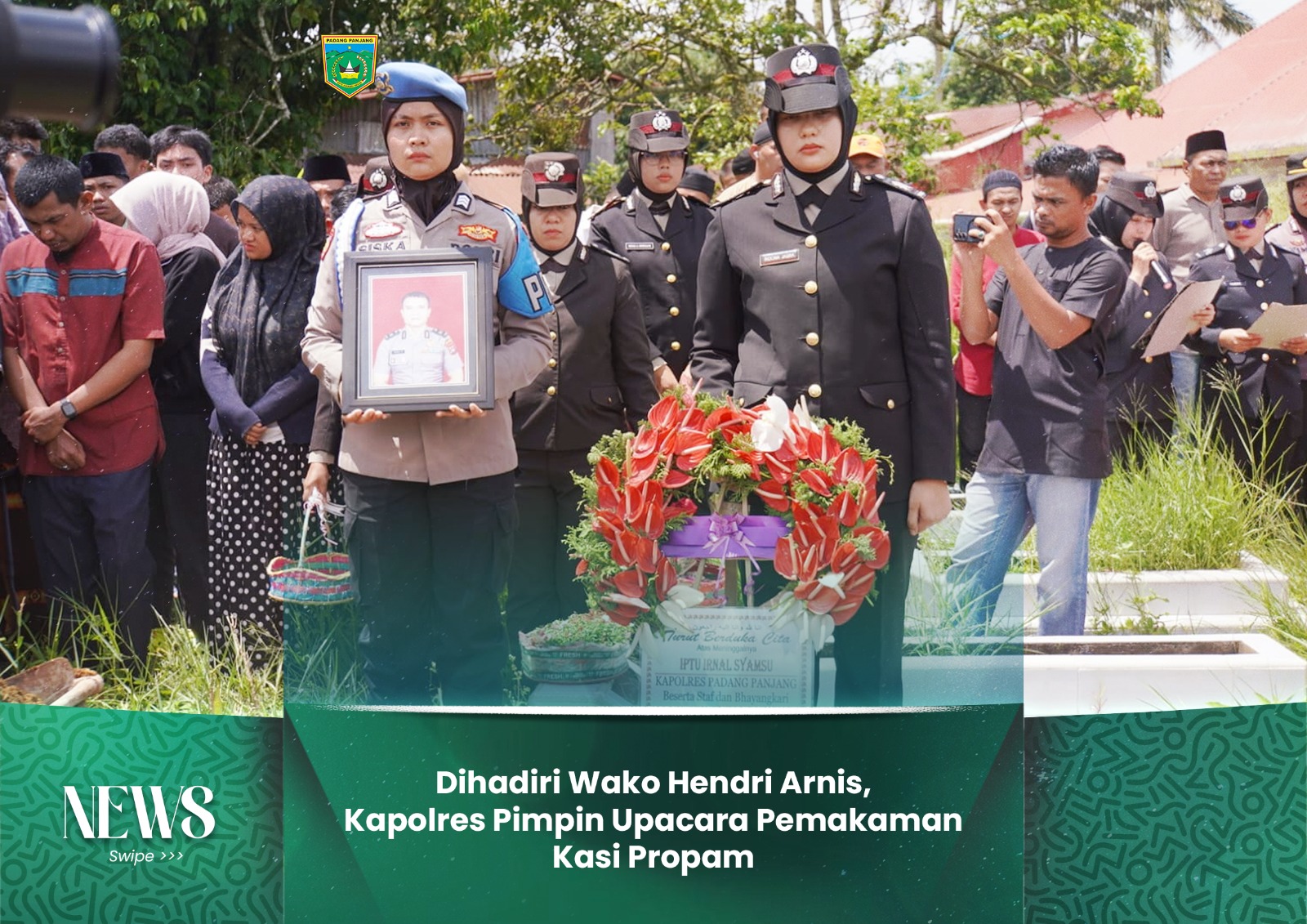 Dihadiri Wako Hendri Arnis, Kapolres Pimpin Upacara Pemakaman Kasi Propam