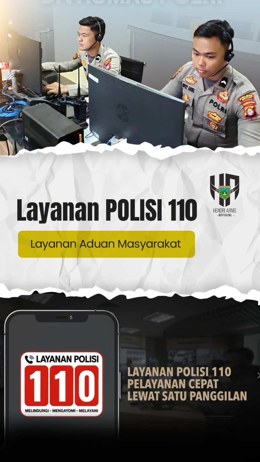 Mari manfaatkan Layanan 110 yang merupakan saluran hotline darurat resmi dari Kepolisian Republik Indonesia (Polri) yang dapat diakses oleh masyarakat secara gratis selama 24 jam.
