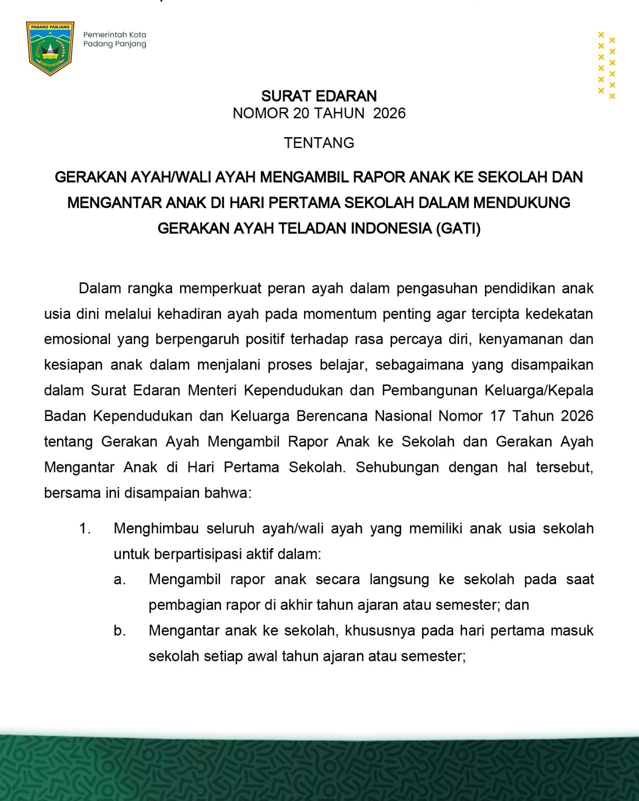 Surat Edaran Wali Kota Padang Panjang