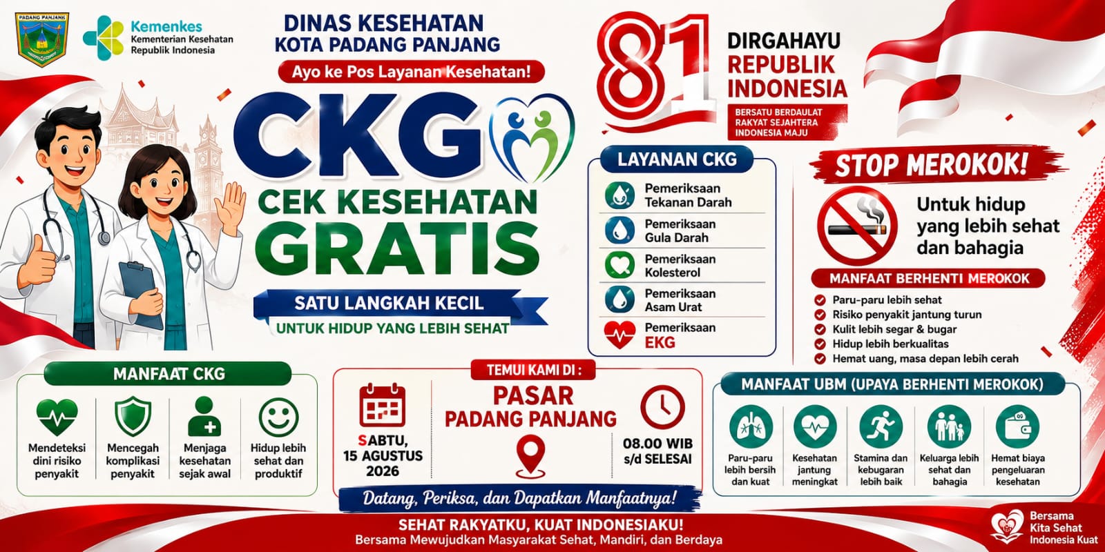 📢 AYO MASYARAKAT DAN SELURUH ASN KOTA PADANG PANJANG, MANFAATKAN CEK KESEHATAN GRATIS! 🩺❤️